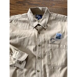 VTG Sierra Pacific Denali National Park Khaki Button Down LS Shirt Men's Large